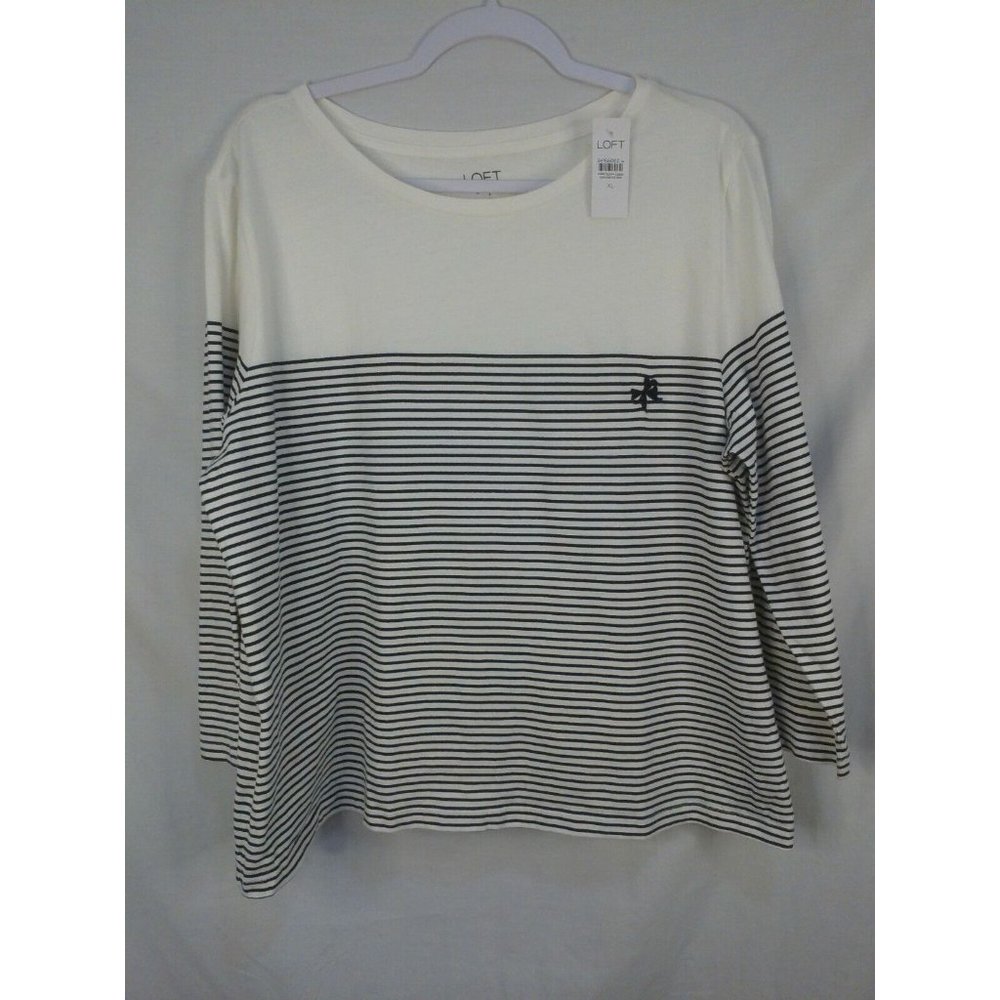 Loft Sleep XL Black White Striped Shirt NWT Ann Taylor